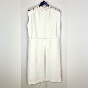 Gucci Monogram Creme Wool Shift Dress 42(L)